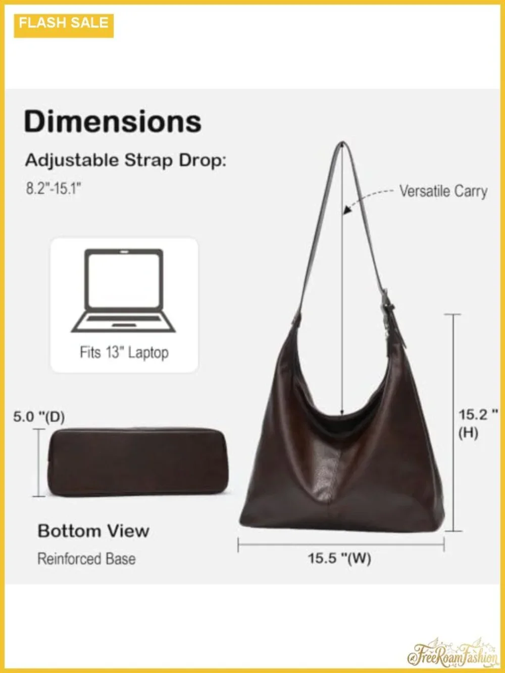 Large Slouchy Hobo Bag Vegan Leather Shoulder Purse Tote Women Work Handbag